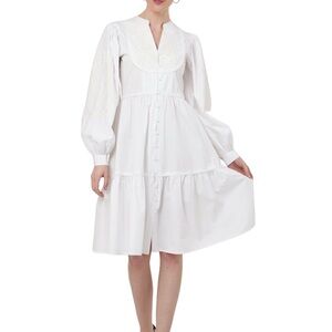 Miss Lavish London NWT off white tonal embroidery dress size L